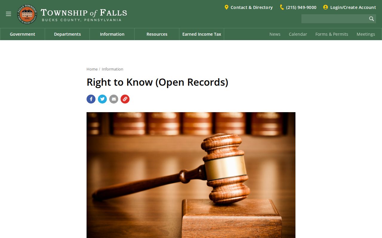 Falls Township residents directory open-records request information