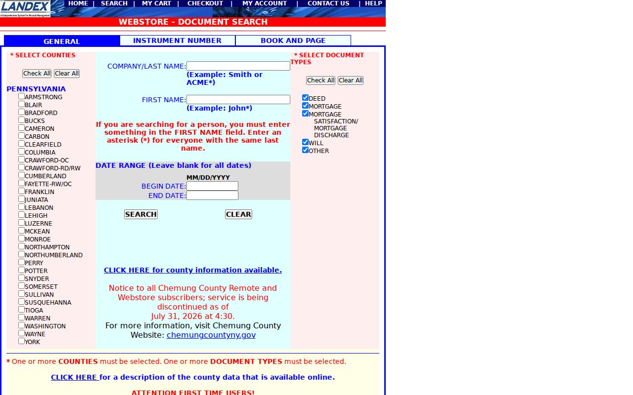 Falls Township previous residents deed search in the Bucks County LANDEX General search